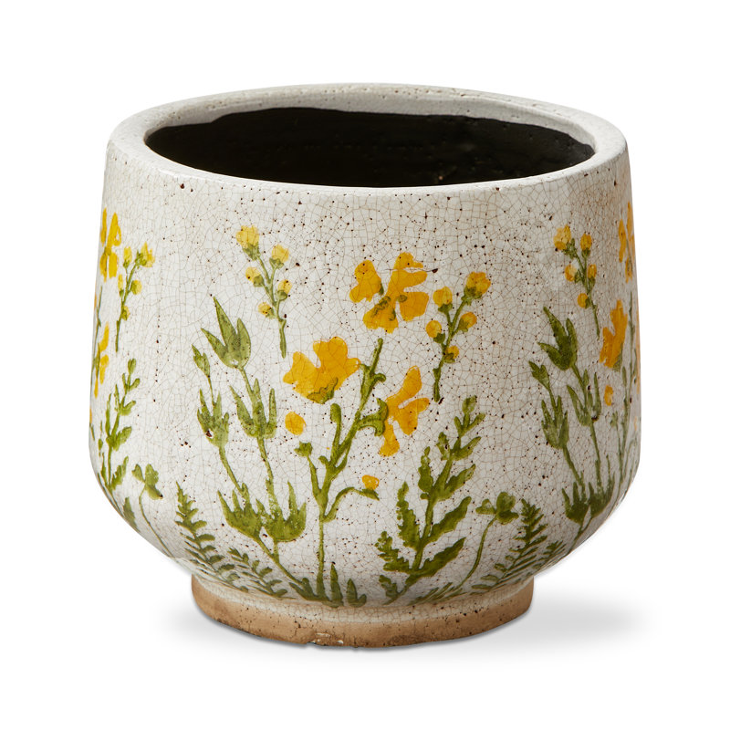 Large Wild Flower Footed Planter - 8.5" X 8.5" X 8" -  For Garden Pots & Planters - Easy To Clean, 8'' H x 8.5'' W x 8.5'' D