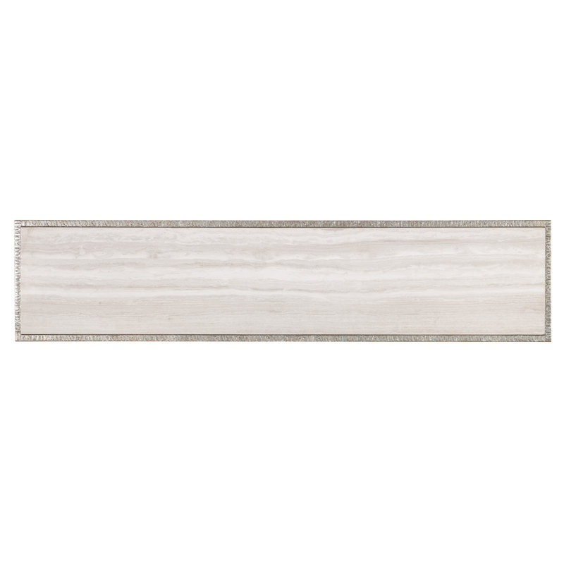 Silver Metal and Marble Rectangular Console Table