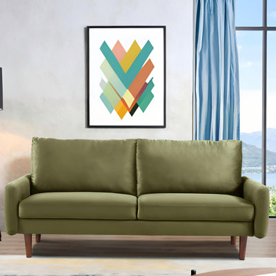 Modern Velvet Sofa with Tapered Wooden Legs