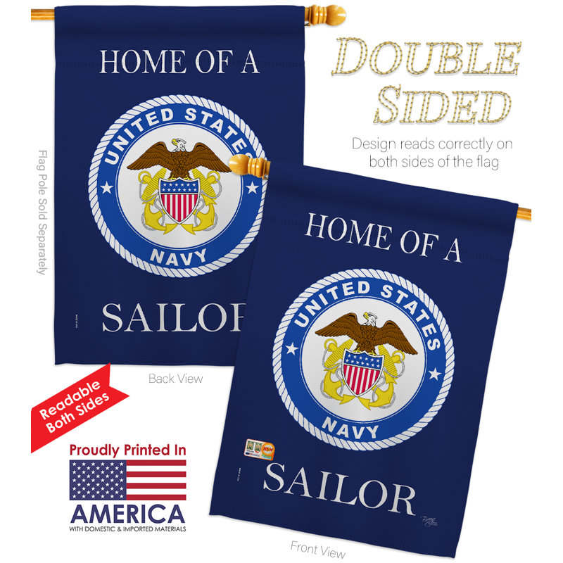 Style soldat de l’armée à 2 faces polyester 40 x 28 po Drapeau pour la maison, Marine