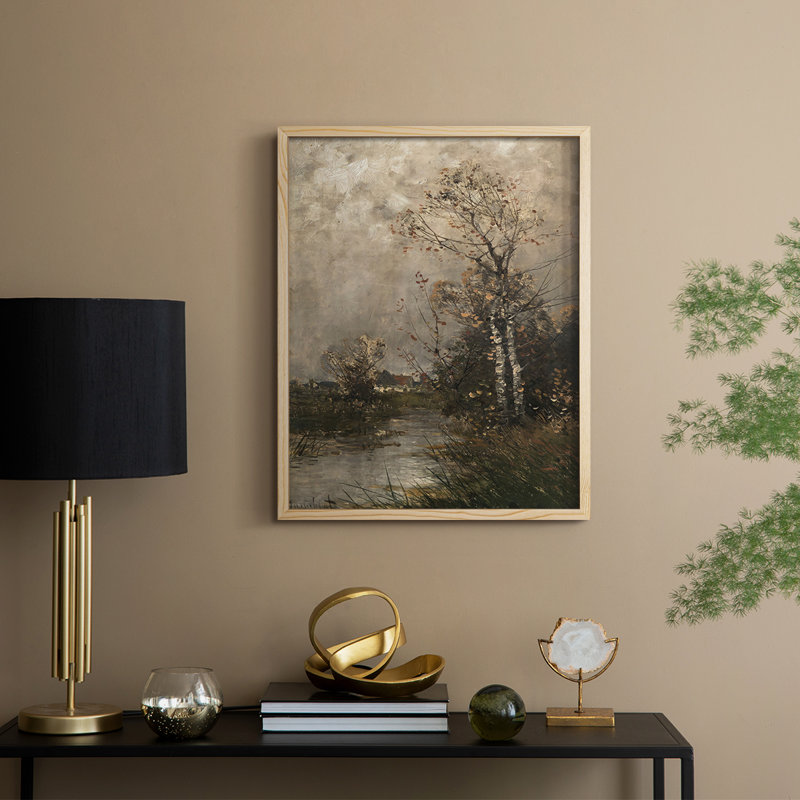 Reproduction encadrée vintage en bois massif CVIII, H 21 po x l 17 po, Naturel