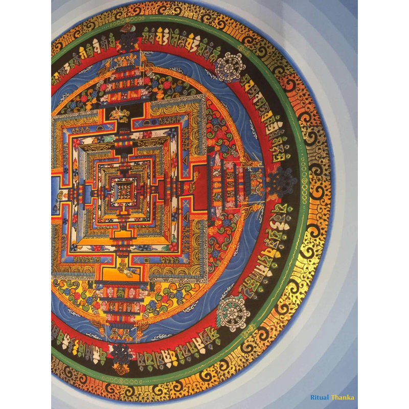 Life Chakra Mandala avec Halo (Brocadeless Thangka)