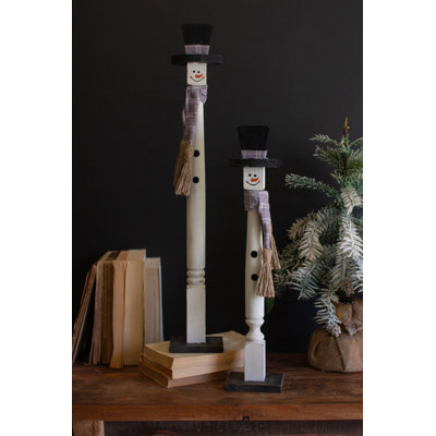  Standing Snowman 26" & 20.25"H, Turned Wood Multi-Color Matte Christmas Decor 2x set of 2
