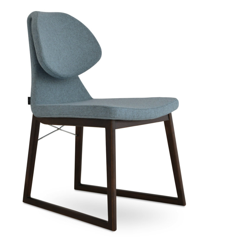 Gakko Wood Slide Chair, Smoke Blue, Beech Natural