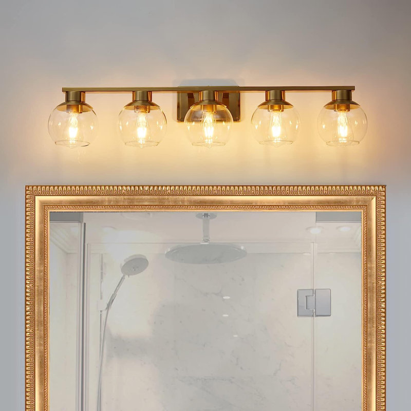 Geneva Dimmable Bathroom Vanity Light Fixtures, Gold, 5