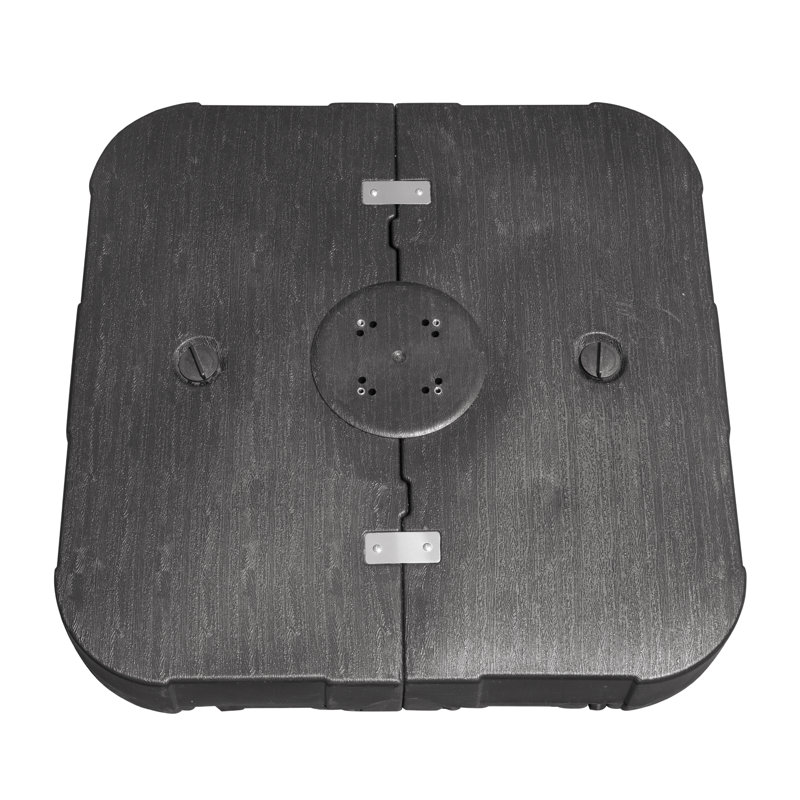 Base de parasol de patio avec roues, base lestée remplie d'eau et de sable pour la plupart des parasols décalés en porte-à-faux, 300 lb, carré, noir, 38 po x 38 po