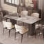 Table de salle à manger en acier inoxydable fritté noir et blanc-1783536400