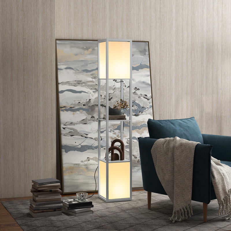 Niks 156cm Column Floor Lamp, Light Grey