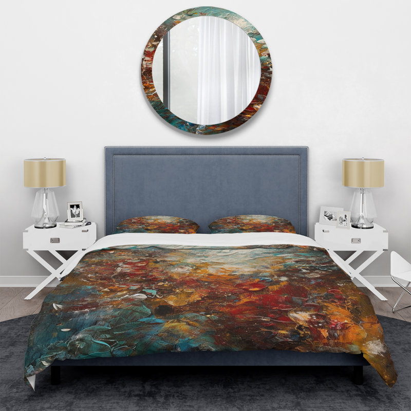Ensemble de housse de couette à motif abstrait en microfibre Autumn Bliss, Housse de couette pour grand lit et 2 taies décor