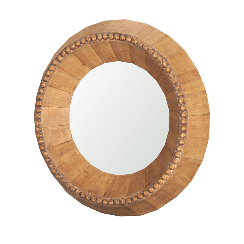 Merrial Round Mirror, Light Brown, 29.92" H x 29.92" W x 4.13" D