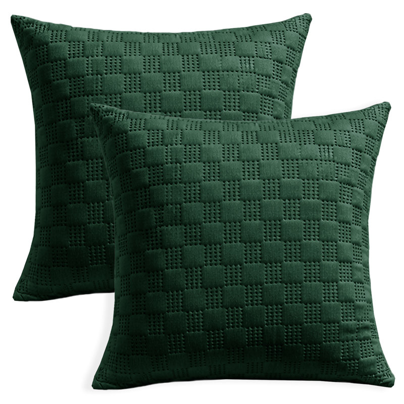 Aspire Homeware Embossed Square Velvet Cushion Covers, Pack of 2, EMERALD