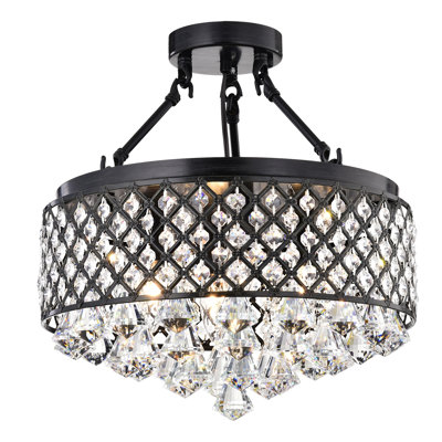 Ivonna 4 - Light 15" Chandelier Style Drum Semi Flush Mount