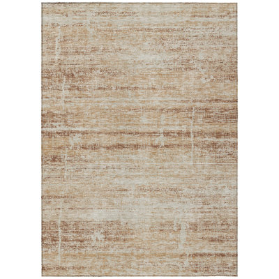 3' X 5' Copper Beige And Taupe Abstract Washable Indoor Outdoor Area Rug