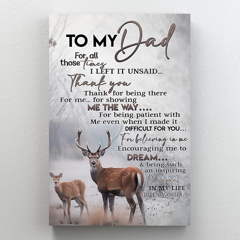 «Deer To My Dad Love Daughter», impression sur toile, H 20 po x l 16 po x P 1,25 po