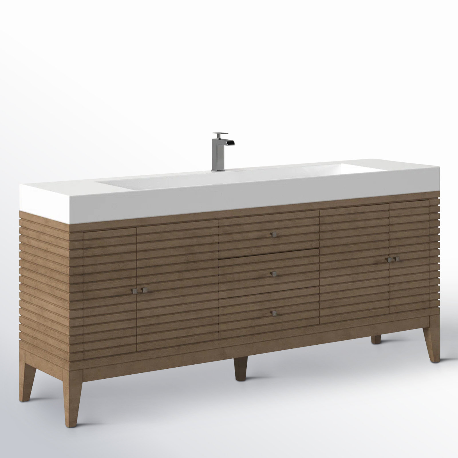 Sarin 72'' Single Bathroom Vanity, Glossy White, Whitewashed Walnut