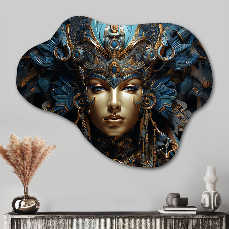 Egypt Pharaohs Dream Woman II - Egypt Cloud Shape Metal Wall Sculpture, 27" H x 35" W x 1" D