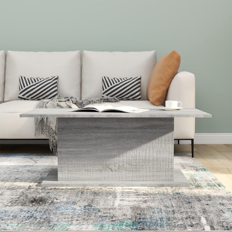 Table basse à caisson en bois manufacturé, Blanc brillant