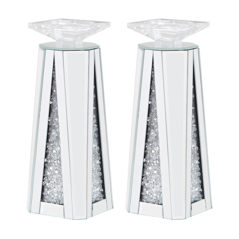13.5'' H Mirrored Tabletop Candlestick