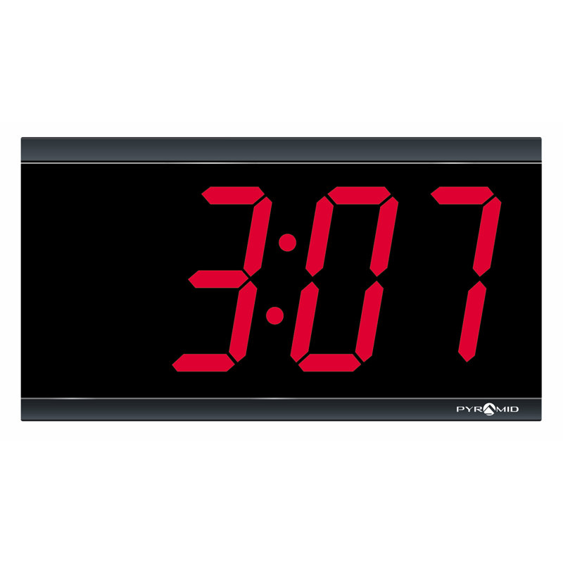 Black Rectangular 4-Digit Red LED Digital Wall Clock