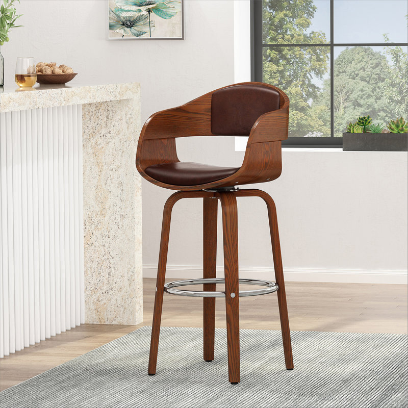 Swivel 30'' Bar Stool, Dark Brown