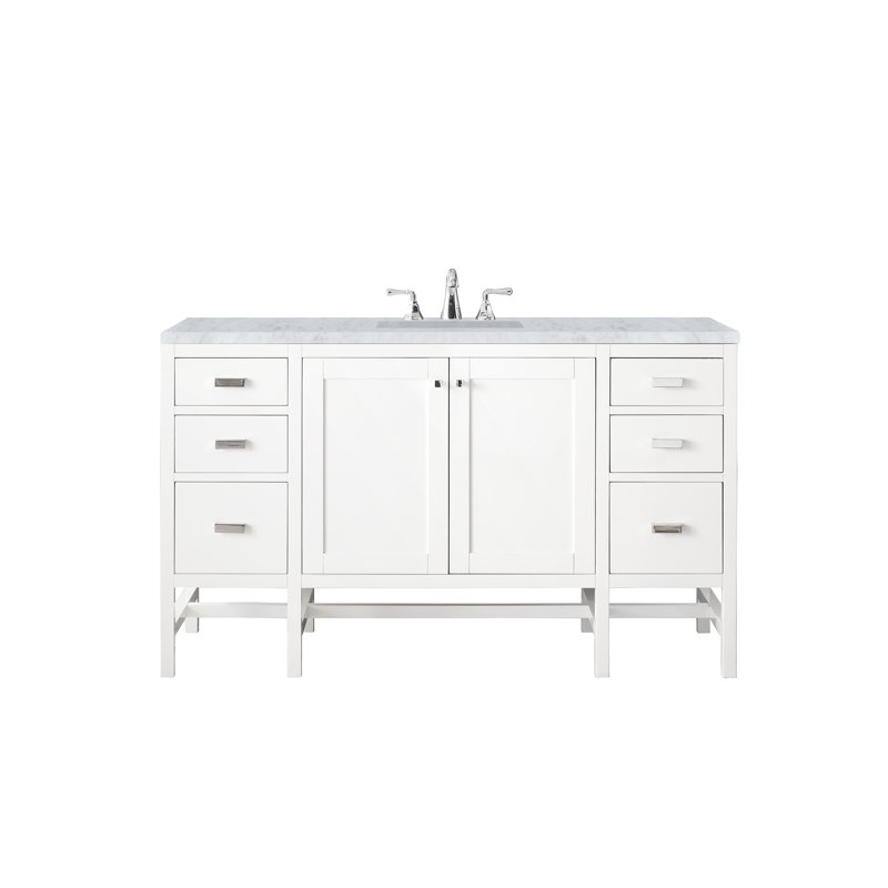 Meuble-lavabo simple l 60 po Addison, Blanc de Carrare, Blanc lustré, 8 po