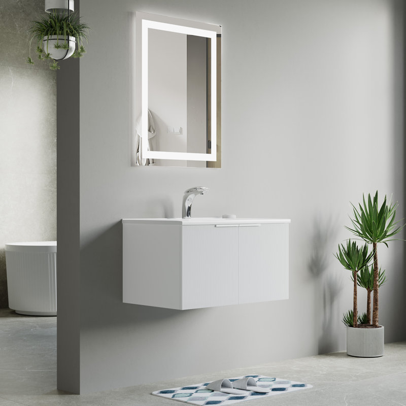 30" Single Vanity Set, Base, Ceramic Top, White