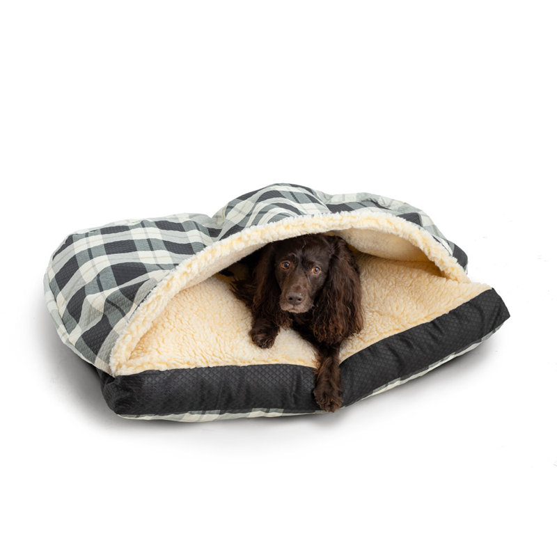 Lit pour chien intérieur / extérieur Snoozer, Très grand (l 50 po x P 35 po x H 8 po), Noir / gris / blanc, Plaid