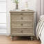 Table de chevet de style champêtre, naturelle et blanche, à 4 tiroirs avec plateau coulissant, table d'appoint de rangement en bois pour chambre ou salon