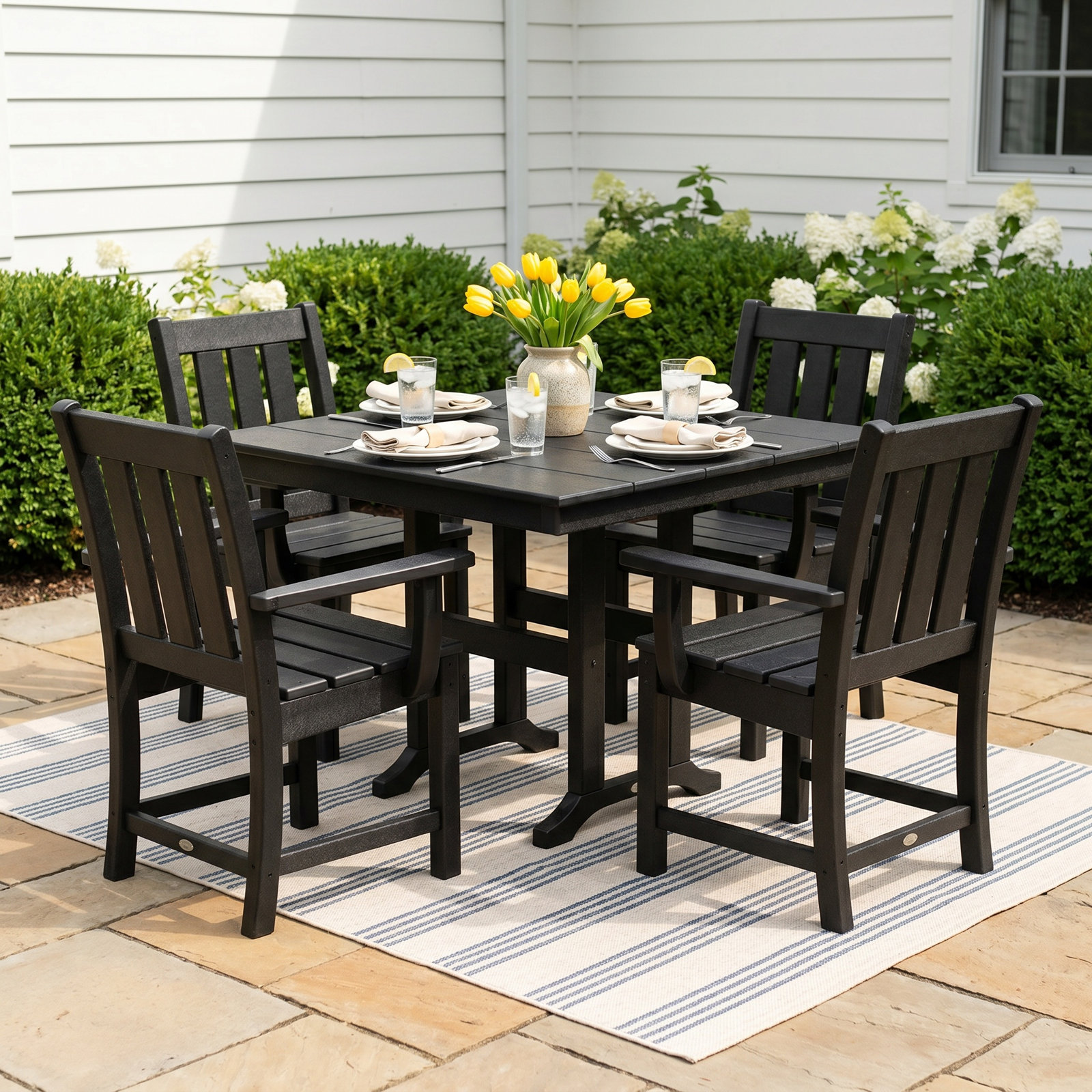 POLYWOOD® Oxford 38" Patio Dining Set, Mahogany