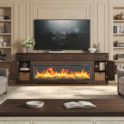 95" Farmhouse Fireplace TV Stand for TV up to 100"