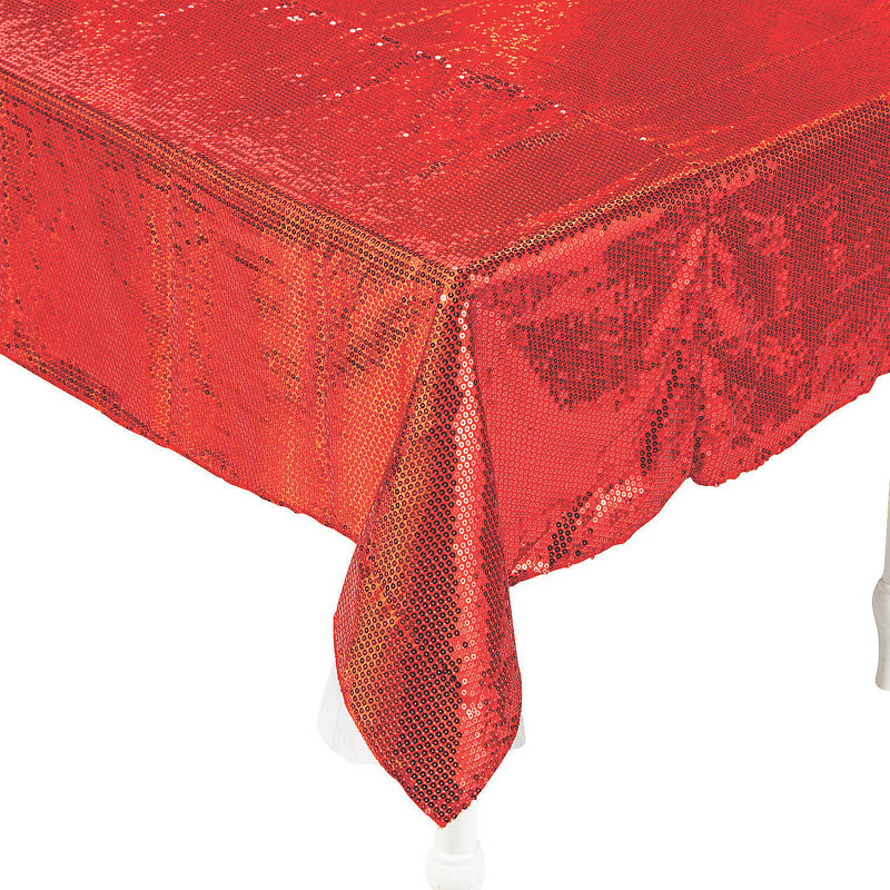 Red Sequined Tablecloth - Wedding - Textile Accents - 1 Piece, Red