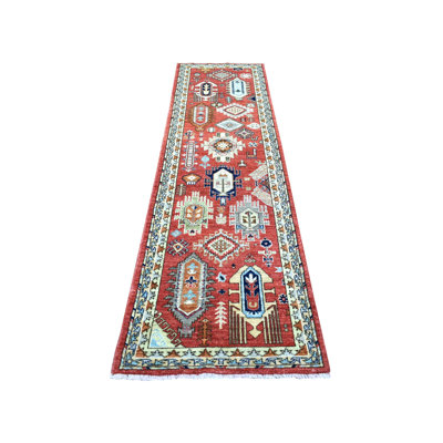 2'8" x 9'8" New Hand Knotted Red Wool Runner Oriental Rug - MOA10272259