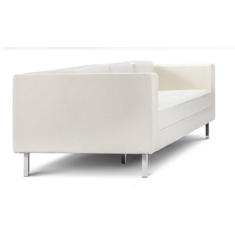 Amalia Upholstered 109'' Sofa, Polished Silver, Cream