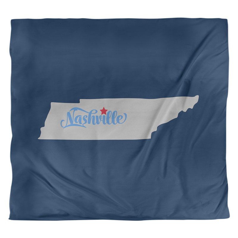 Housse de couette réversible simple Nashville Tennessee, Housse de couette pour très grand lit, Bleu marine/blanc