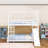 Twin Over Queen Wood House Bunk Bed With Climbing Nets And Ramp,Guardrails-1756915400