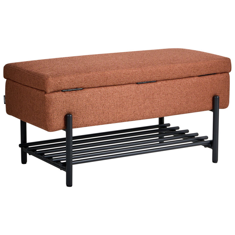 Fabric Upholstered Storage Bench, Brown