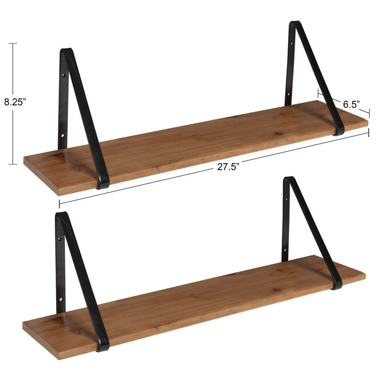 Mcmartin 2 Piece Bracket Shelf, 8.27'' H X 27.5'' W X 6.89'' D, Rustic Wood/Black