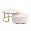 Table basse gigogne moderne cannelée avec tiroir en blanc et or 31,5 po Modern-125534777