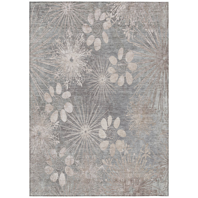 Machine Washable Indoor/Outdoor Kaczor ACN2225 Floral Rug, Rectangle 2'6" x 3'10"