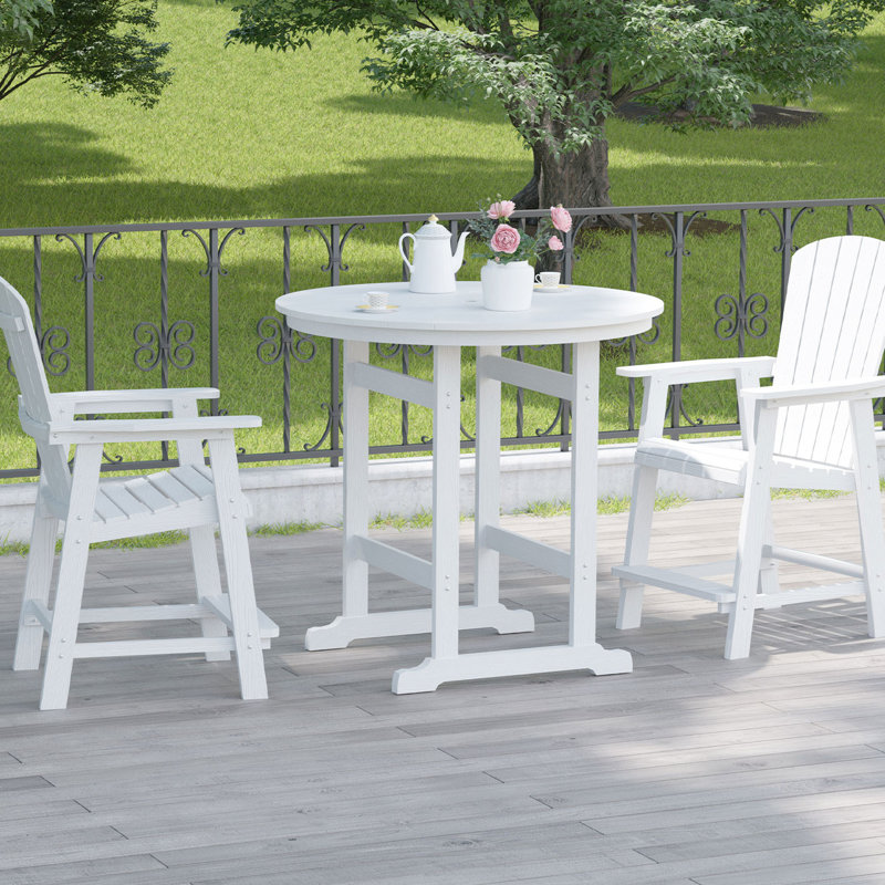 Chaise de bar avec accoudoirs Hips de 2 pièces, adaptée à la pelouse, à la cour arrière - chaise blanche avec en blanc, facile à nettoyer et à assembler
