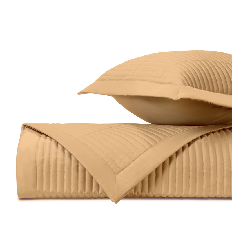 Channel Quilted Sateen Coverlet, Gold, Twin Coverlet / Bedspread