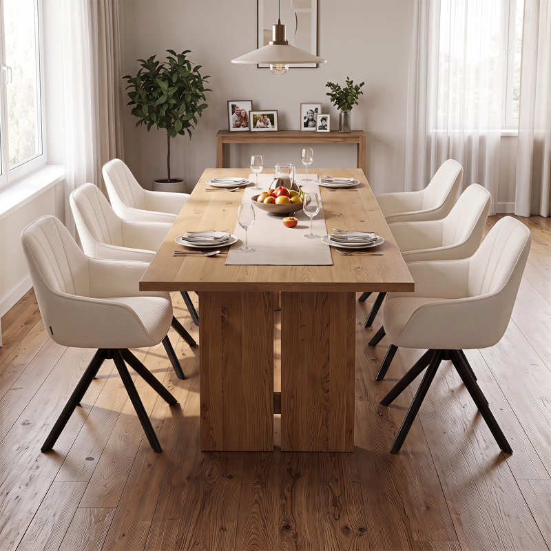 Set of 6 Upholstered Dining Chairs, Soft Padded Back Side Chairs for Kitchen & Dining Room, Beige