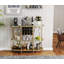 Itasca Metal Wine Bar Stand with 4-Tier Storage, Tempered Glass Wine Rack Table with Glass Holders