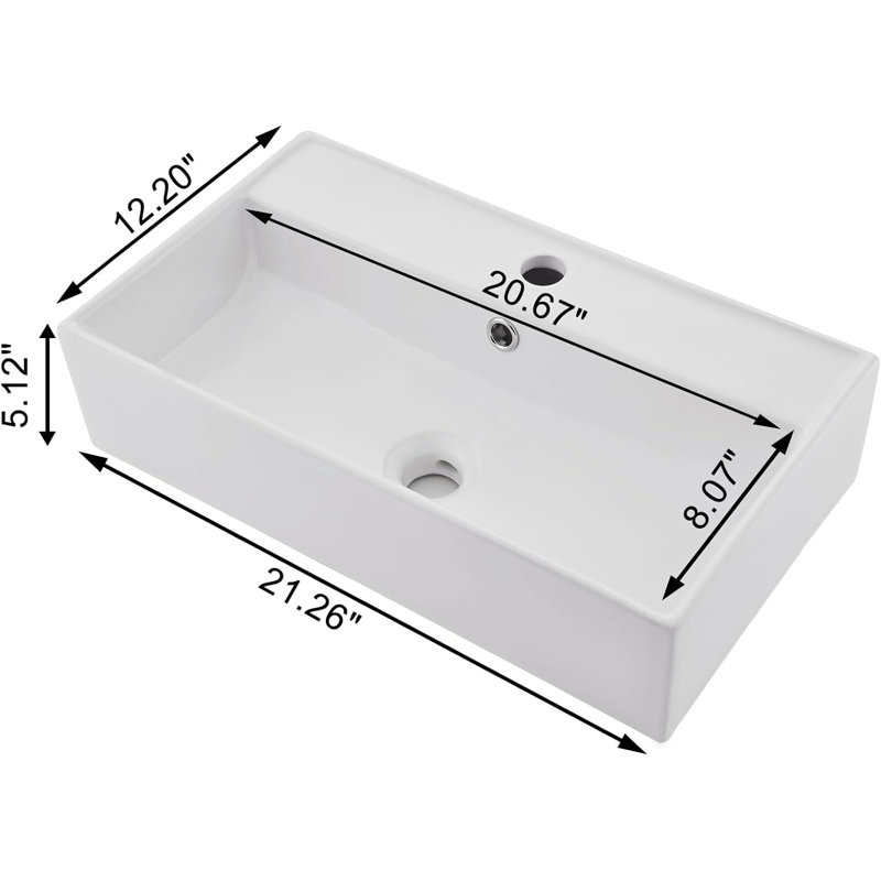 Lavabo de salle de bain mural moderne en céramique 21 "x 12" avec porte-serviettes