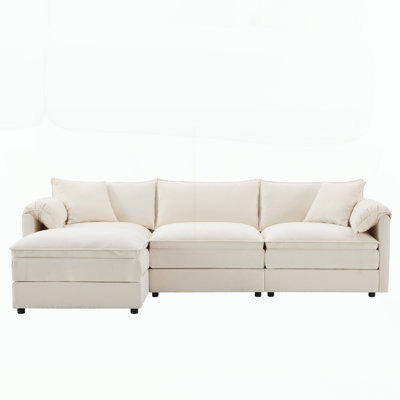 Canapé modulaire de 103 po en chenille avec assise profonde et large