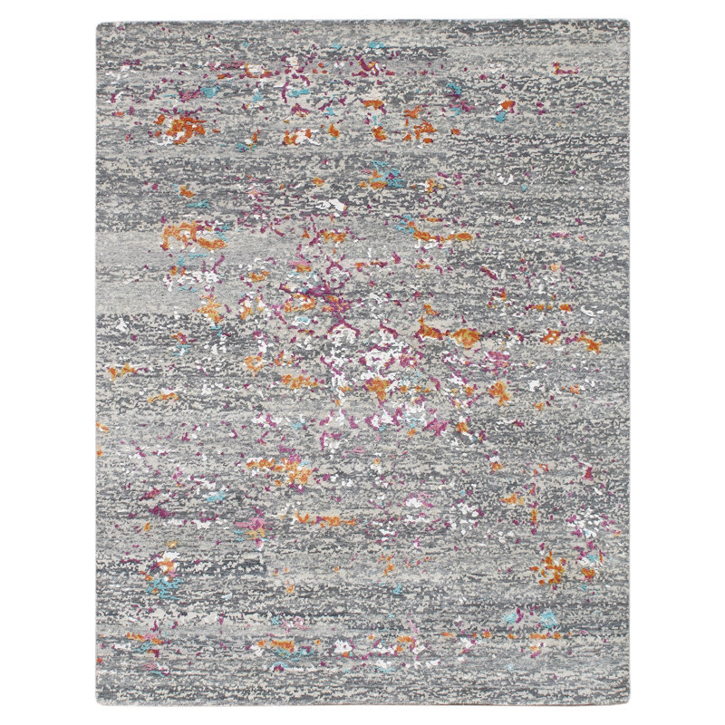 Essence Abstract Area Rug in Pink, Rectangle 9' x 12'