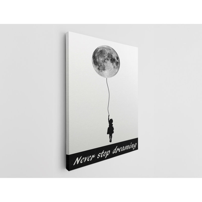 «Never Stop Dreaming Moon Balloon», reproduction sur toile, H 45 po x l 30 po