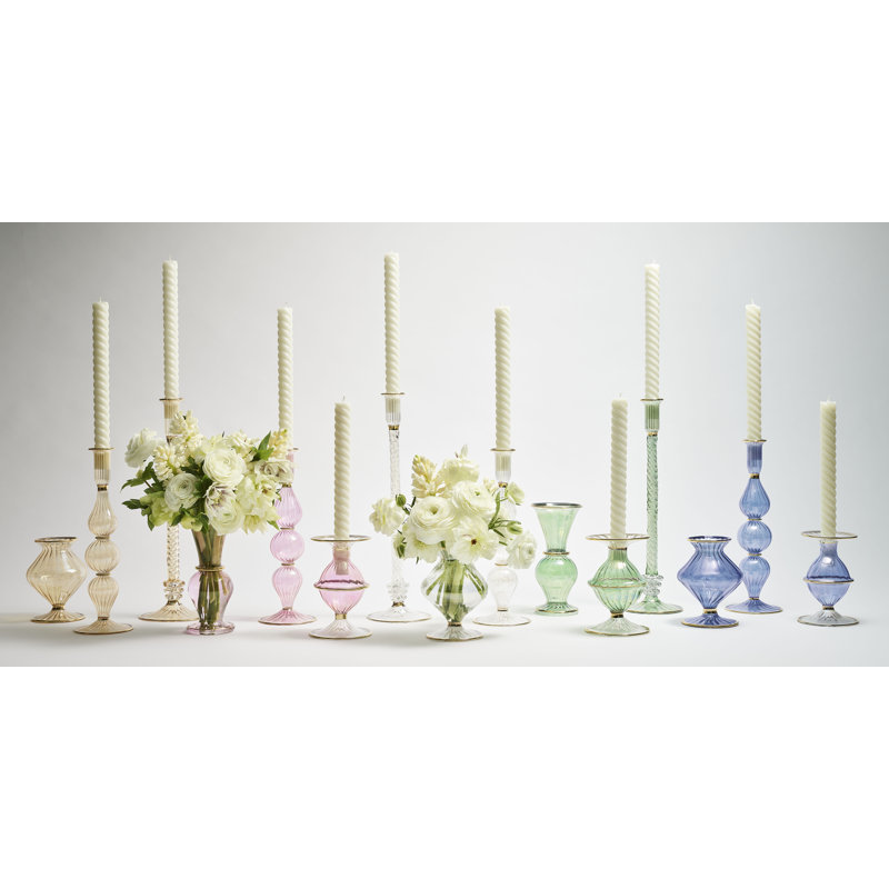 F2023 5.5'' H Glass Tabletop Candlestick, Green