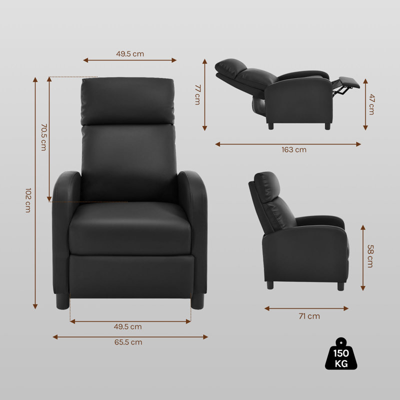 65.5cm Wide Standard Recliner, Black