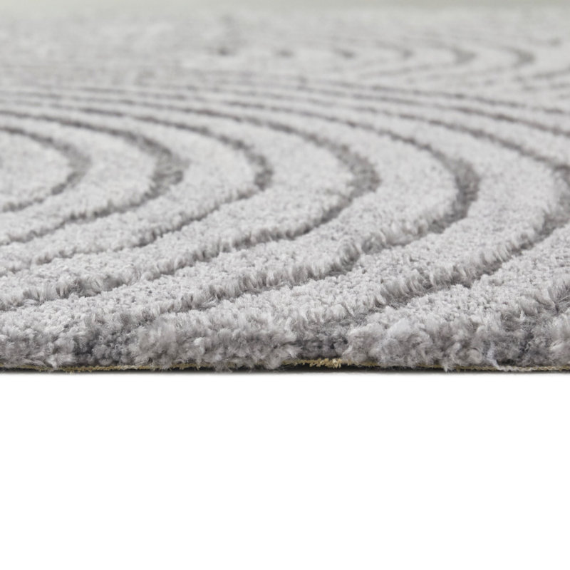 Tapis gris / ivoire en polypropylène tissé à la machine Barklay, Rectangle 4 pi 4 po x 6 pi